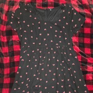 Black Dress with Red Pattern
